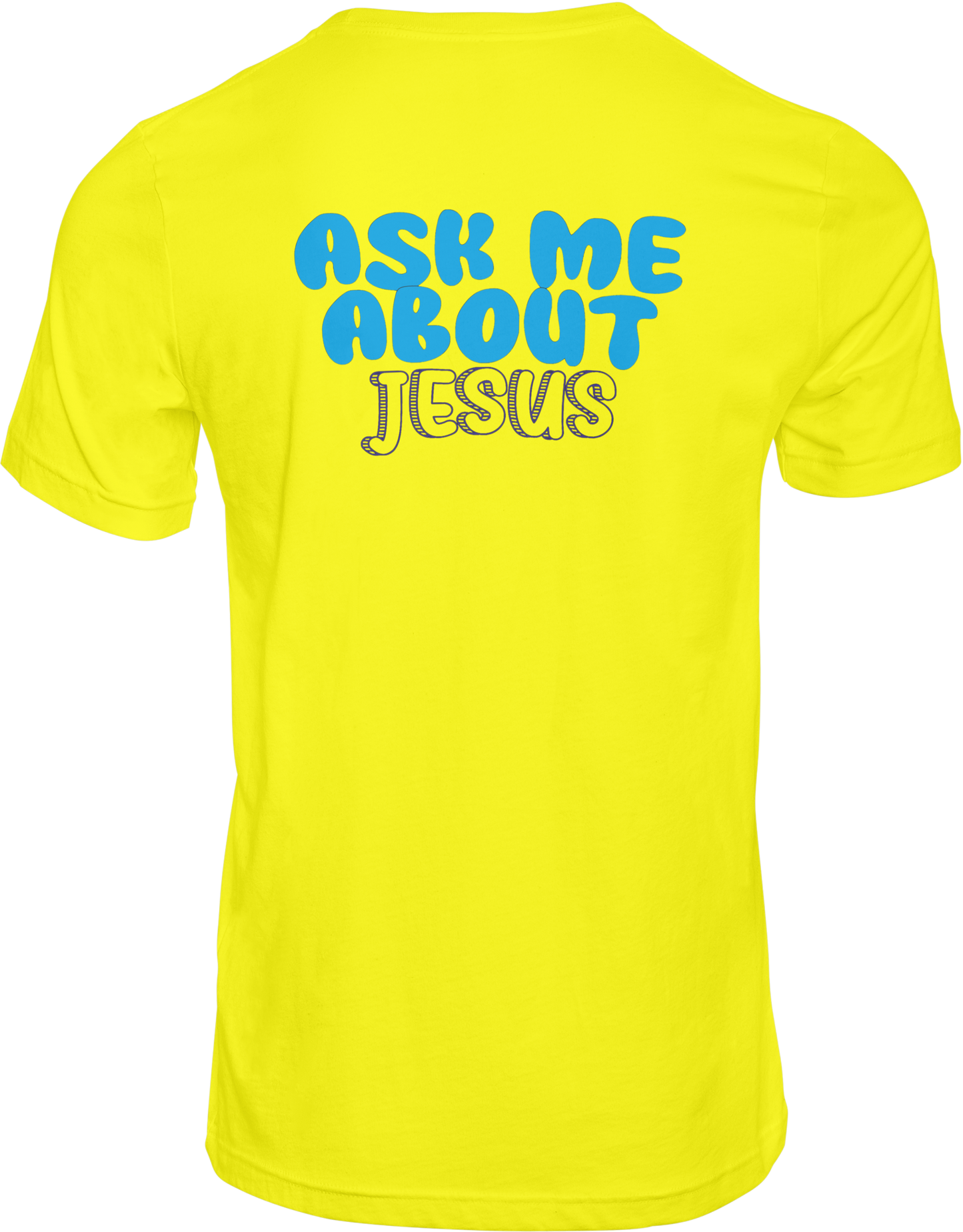 CAMISETA ESTAMPADA | ASK ME ABOUT JESUS(AZUL)