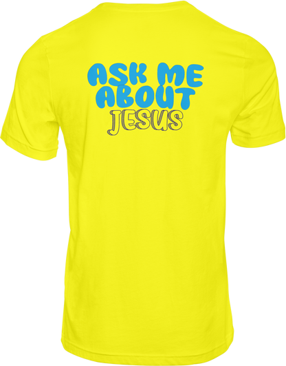 CAMISETA ESTAMPADA | ASK ME ABOUT JESUS(AZUL)